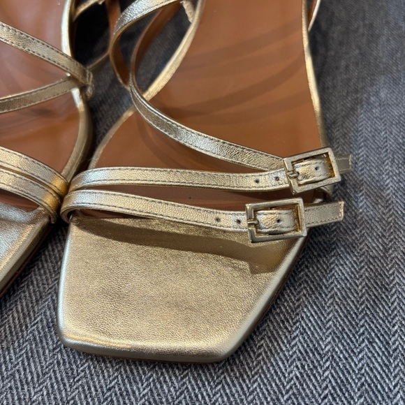 ME+EM Metallic Gold Strappy Sandals kitten heel - Picture 2 of 10